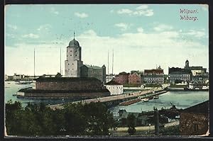 Ansichtskarte Wiborg, Ortsansicht mit Brücke und Burg