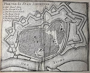 Steelengraving 1740 | Steel engraving of the city of Deventer: Plan van de Stad Deventer, 9 x 11 ...