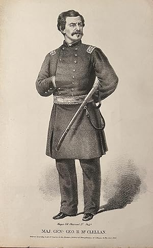 Lithography military | Portrait of Major General George Brinton Mc Clellan, McClellan (1826-1885)...