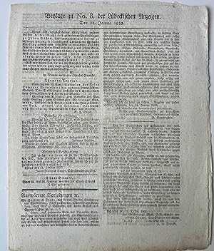 Printed publication newspaper 1832 | Beilage III no 8 der Lübeckischen Anzeigen, 28 januar 1832, ...