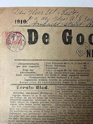 Ephemere newspaper 1910 | De Gooi- en Eemlander nieuws- en advertentieblad 39e jaargang, nr 8, za...