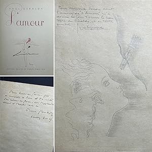 Seller image for L'Amour, illustrations de Georges Lepape. Exemplaire unique sur Japon Moirans (tirage de tte) de l'diteur Maurice Gonon enrichi d'un envoi de Paul Graldy et Georges Lepape, et d'un dessin original au crayon de Georges Lepape. for sale by Librairie  la Demi-Lune