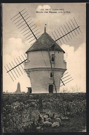 Ansichtskarte Batz, Moulin des Masses, pris a l`Est, Windmühle mit Ruinen