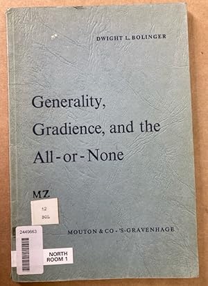 Bild des Verkufers fr Generality, Gradience, and the All-or-None. zum Verkauf von Plurabelle Books Ltd
