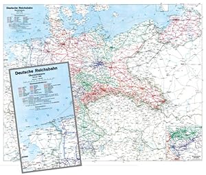 Bild des Verkufers fr Historische bersichtskarte: Deutschland 1938 - Reichsbahndirektionen der Deutsche Reichsbahn [84 x 67 cm gefaltet auf A 4] Mit den Reichsautobahnen . im Deutsche Reich [im Betrieb und im Bau] zum Verkauf von buchlando-buchankauf