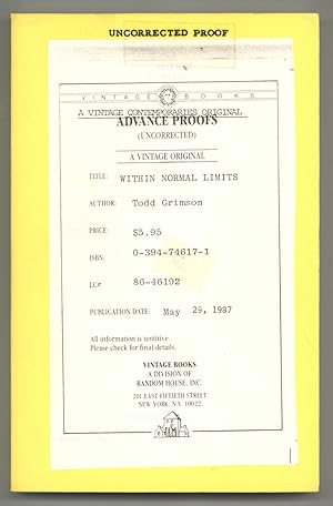 Seller image for Within Normal Limits for sale by Between the Covers-Rare Books, Inc. ABAA