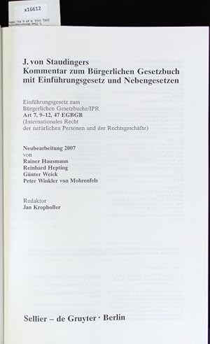 Image du vendeur pour Kommentar zum Brgerlichen Gesetzbuch mit Einfhrungsgesetz und Nebengesetzen. mis en vente par Antiquariat Bookfarm