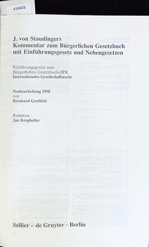 Imagen del vendedor de Kommentar zum Brgerlichen Gesetzbuch mit Einfhrungsgesetz und Nebengesetzen. a la venta por Antiquariat Bookfarm