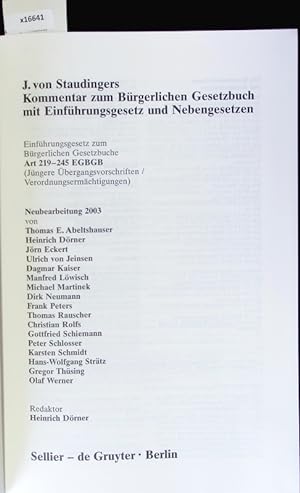 Seller image for Kommentar zum Brgerlichen Gesetzbuch mit Einfhrungsgesetz und Nebengesetzen. Art 219-245 EGBGB for sale by Antiquariat Bookfarm