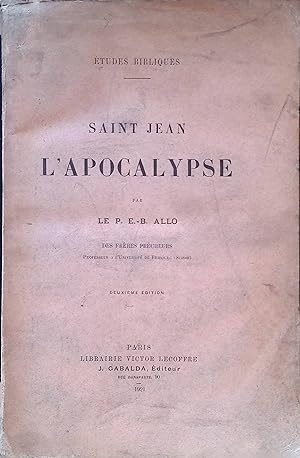 Bild des Verkufers fr Saint Jean l'Apocalypse; Etudes Bibliques; zum Verkauf von books4less (Versandantiquariat Petra Gros GmbH & Co. KG)