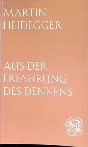 Bild des Verkufers fr Aus der Erfahrung des Denkens. zum Verkauf von books4less (Versandantiquariat Petra Gros GmbH & Co. KG)