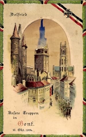 Ansichtskarte / Postkarte Gand Gent Ostflandern, Einmarsch deutscher Truppen 1914, Belfried