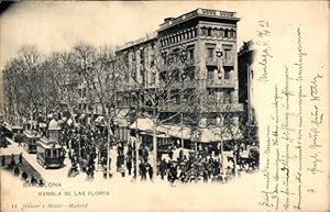 Ansichtskarte / Postkarte Barcelona Katalonien Spanien, Rambla de las Flores, Straßenbahn