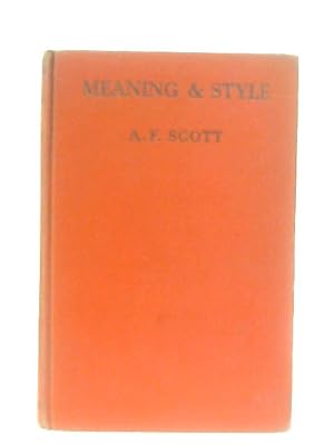 Bild des Verkufers fr Meaning and Style zum Verkauf von World of Rare Books