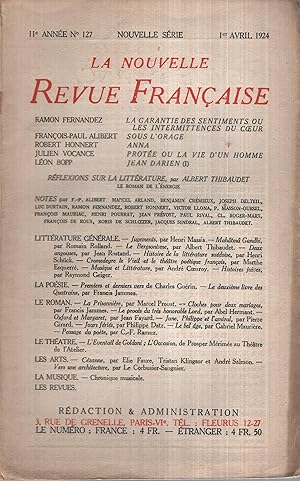 Imagen del vendedor de La Nouvelle Revue Franaise Avril 1924 N 127 a la venta por Librairie Lalibela