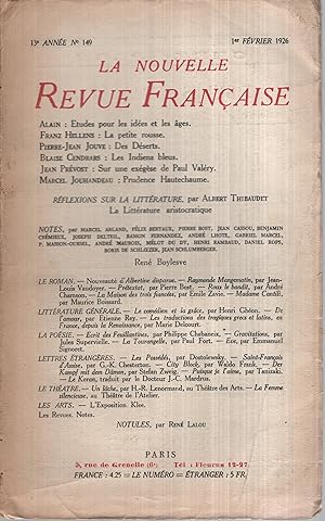Imagen del vendedor de La Nouvelle Revue Franaise Fvrier 1926 N 149 a la venta por Librairie Lalibela