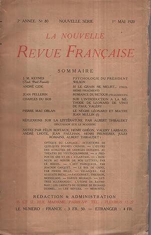 Imagen del vendedor de La Nouvelle Revue Franaise Mai 1920 N 80 a la venta por Librairie Lalibela