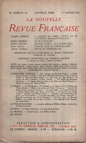 Bild des Verkufers fr La Nouvelle Revue Franaise Janvier 1925 N 136 zum Verkauf von Librairie Lalibela