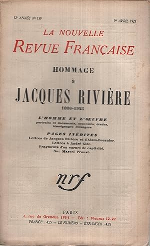 Imagen del vendedor de La Nouvelle Revue Franaise Avril 1925 N NS4 a la venta por Librairie Lalibela
