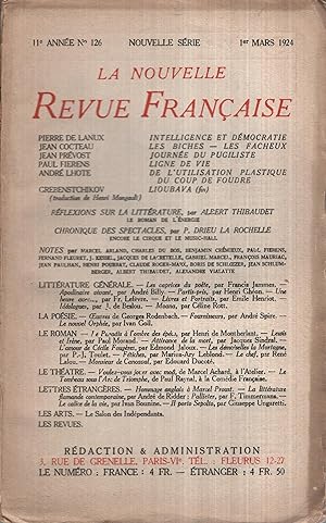 Seller image for La Nouvelle Revue Franaise Mars 1924 N 126 for sale by Librairie Lalibela