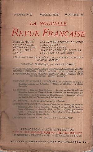 Seller image for La Nouvelle Revue Franaise Octobre 1921 N 97 for sale by Librairie Lalibela