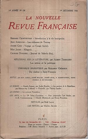 Seller image for La Nouvelle Revue Franaise Dcembre 1926 N 159 for sale by Librairie Lalibela