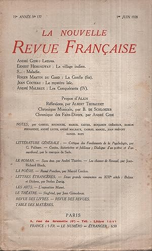 Image du vendeur pour La Nouvelle Revue Franaise JUin 1928 N 177 mis en vente par Librairie Lalibela