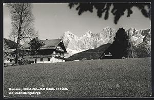 Bild des Verkufers fr Ansichtskarte Ramsau am Dachstein, Gasthof Blasbichl-Hof gegen das Dachsteingebirge zum Verkauf von Bartko-Reher