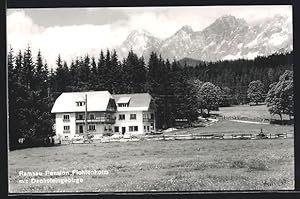 Bild des Verkufers fr Ansichtskarte Ramsau am Dachstein, Pension Fichtenheim mit dem Dachsteingebirge zum Verkauf von Bartko-Reher