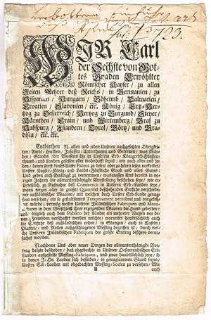 Gedrucktes Patent mit eigenhändiger Unterschrift "Carl" und papiergedecktem Siegel.