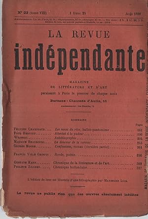 Image du vendeur pour La Revue indpendante no 22 (Tome VIII) Aot 1888 mis en vente par Librairie Lalibela