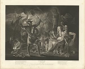 Macbeth. Act IV. Scene I. a dark Cave. In the middle a Cauldron boiling. Three Witches, Macbeth, ...