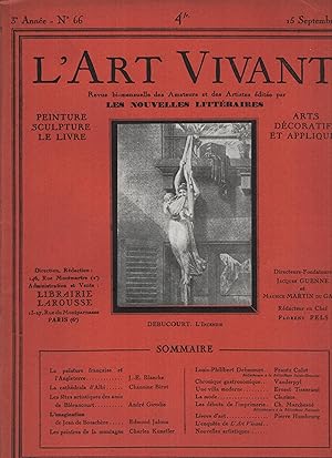 Image du vendeur pour L'Art vivant; arts dcoratifs et appliqus; peinture; le livre; sculpture; les arts de la femme. Revue bi-mensuelle des amateurs et des artistes; 3eme anne, N 66, 15 septembre 1927 mis en vente par Librairie Lalibela