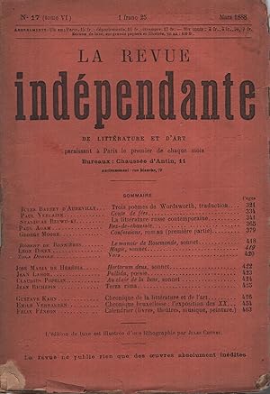 Image du vendeur pour La Revue indpendante n 17 mars 1888 mis en vente par Librairie Lalibela
