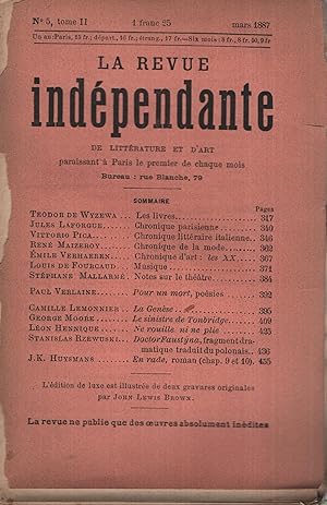 Image du vendeur pour La Revue indpendante n 5 mars 1887 mis en vente par Librairie Lalibela