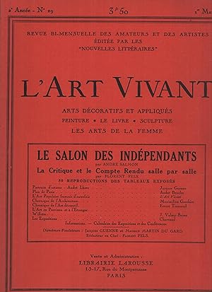 Seller image for L'Art vivant; arts dcoratifs et appliqus; peinture; le livre; sculpture; les arts de la femme. Revue bi-mensuelle des amateurs et des artistes; 2eme anne, N 29, 1 mars 1926 for sale by Librairie Lalibela