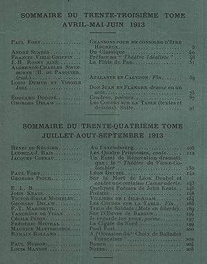 Imagen del vendedor de Vers et prose. Tome XXXIII. Avril-Mai-Juin 1913. (bound with) Vers et prose. Tome XXXIV. Juillet-Aout-Septembre 1913. a la venta por Librairie Lalibela