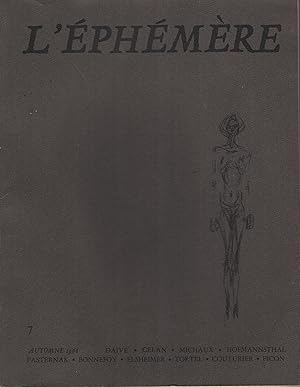 Bild des Verkufers fr L'phmre, n 7, automne 1968 zum Verkauf von Librairie Lalibela