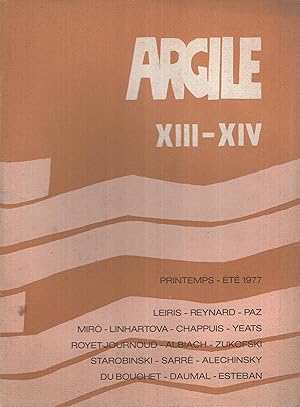 Bild des Verkufers fr Argile, n XIII-XIV, printemps-t 1977 zum Verkauf von Librairie Lalibela