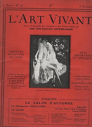 Image du vendeur pour L'art vivant, revue bimensuelle : n45 5 novembre 1926 mis en vente par Librairie Lalibela