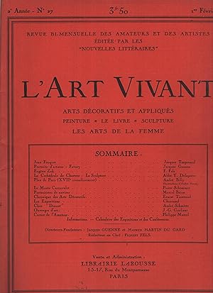 Seller image for L'Art vivant; arts dcoratifs et appliqus; peinture; le livre; sculpture; les arts de la femme. Revue bi-mensuelle des amateurs et des artistes; 2eme, N 27, 1 fvrier 1926 for sale by Librairie Lalibela