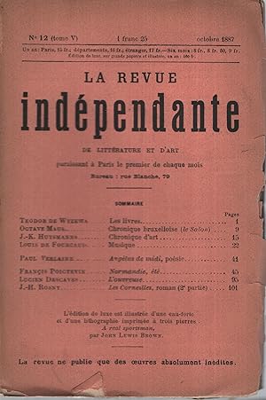 Image du vendeur pour La Revue indpendante n 12 octobre 1887 mis en vente par Librairie Lalibela
