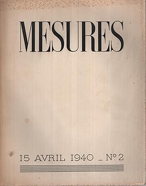 Seller image for Mesures, n 2, 15 avril 1940 for sale by Librairie Lalibela