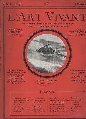 Bild des Verkufers fr L'art vivant, revue bimensuelle : n48 15 dcembre 1926 zum Verkauf von Librairie Lalibela