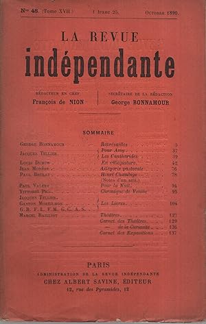 Seller image for La Revue indpendante n 48 octobre 1890 for sale by Librairie Lalibela