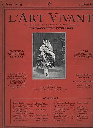 Bild des Verkufers fr L'art vivant, revue bimensuelle : n47 1er dcembre 1926 zum Verkauf von Librairie Lalibela