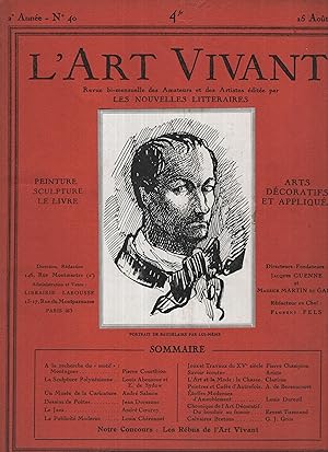 Seller image for L'art vivant, revue bimensuelle : n40 15 aot 1926 for sale by Librairie Lalibela