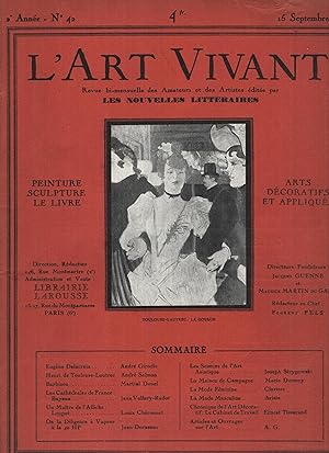 Imagen del vendedor de L'art vivant, revue bimensuelle : n42 15 septembre 1926 a la venta por Librairie Lalibela