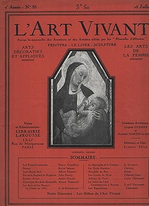 Imagen del vendedor de L'art vivant, revue bimensuelle : n38 15 juillet 1926 a la venta por Librairie Lalibela