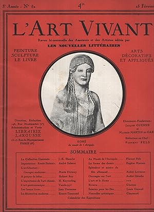 Immagine del venditore per L'Art vivant; peinture; sculpture; le livre; arts dcoratifs et appliqus. Revue bi-mensuelle des amateurs et des artistes; 3eme anne, N 52 15 fvrier 1927 venduto da Librairie Lalibela